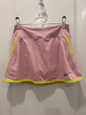 Nike Pink Tennis Skirt with Optic Yellow Trim